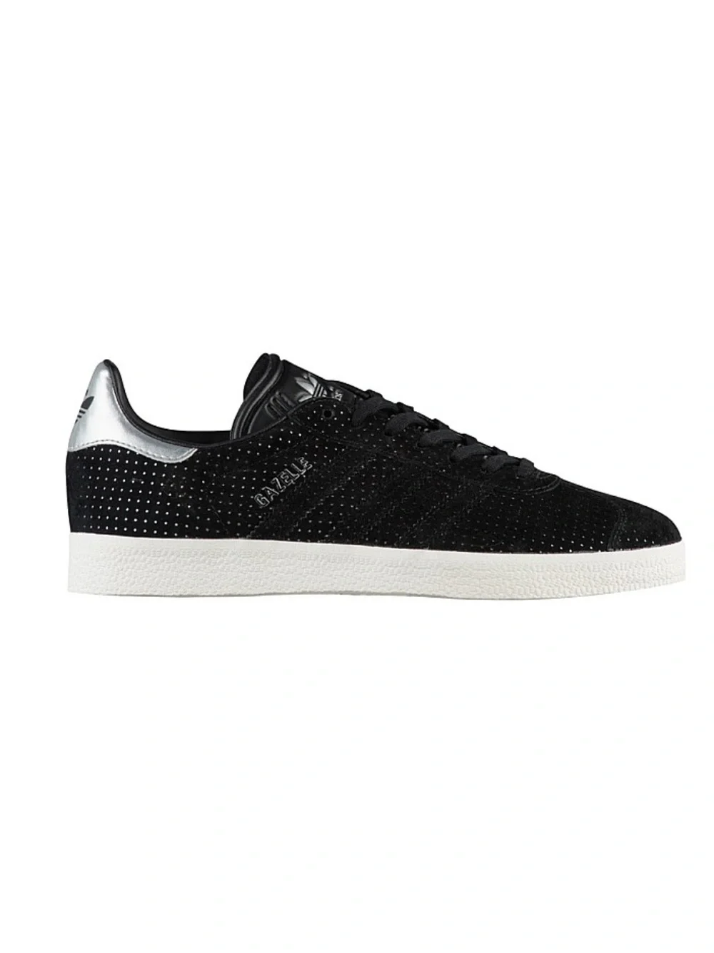 Adidas Gazelle Core Black suede Silver Metallic polka dots shoe sneakers 6.5 38